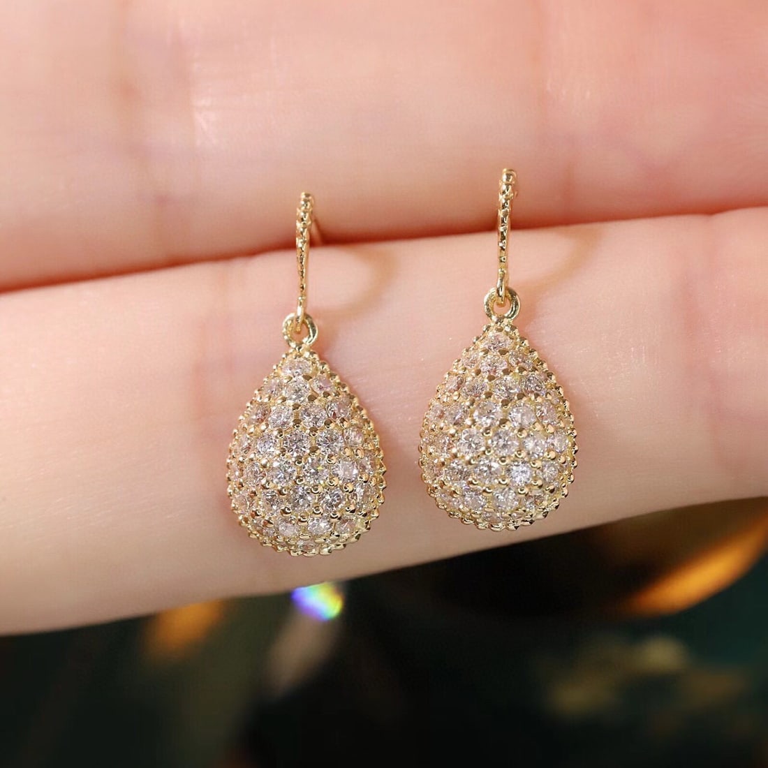 14k Gold 0.9 Ct Natural H Diamond Earrings - 7