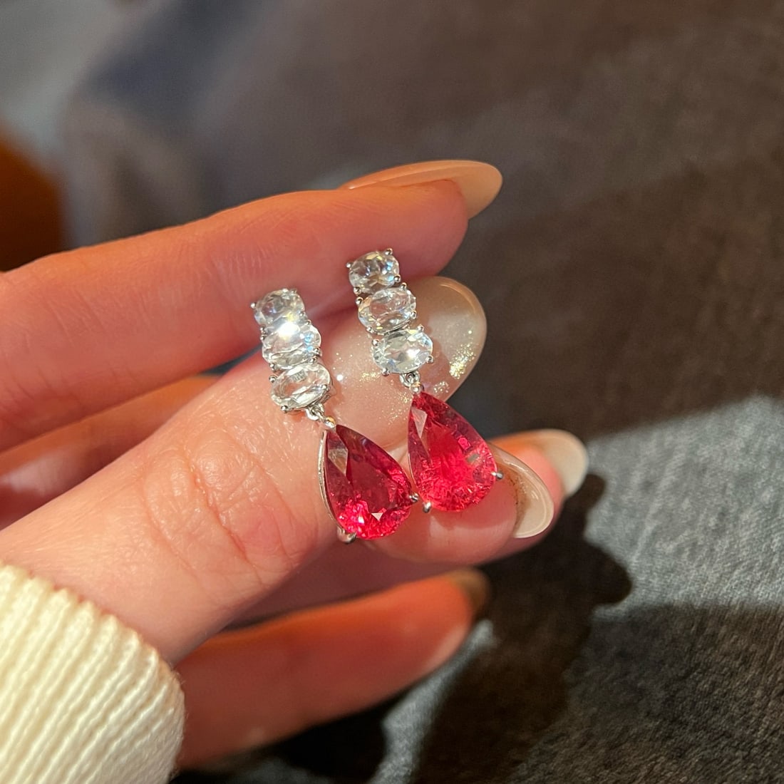 14k Gold 8.19 Ctw Natural Tourmaline & Topaz Earrings - 2