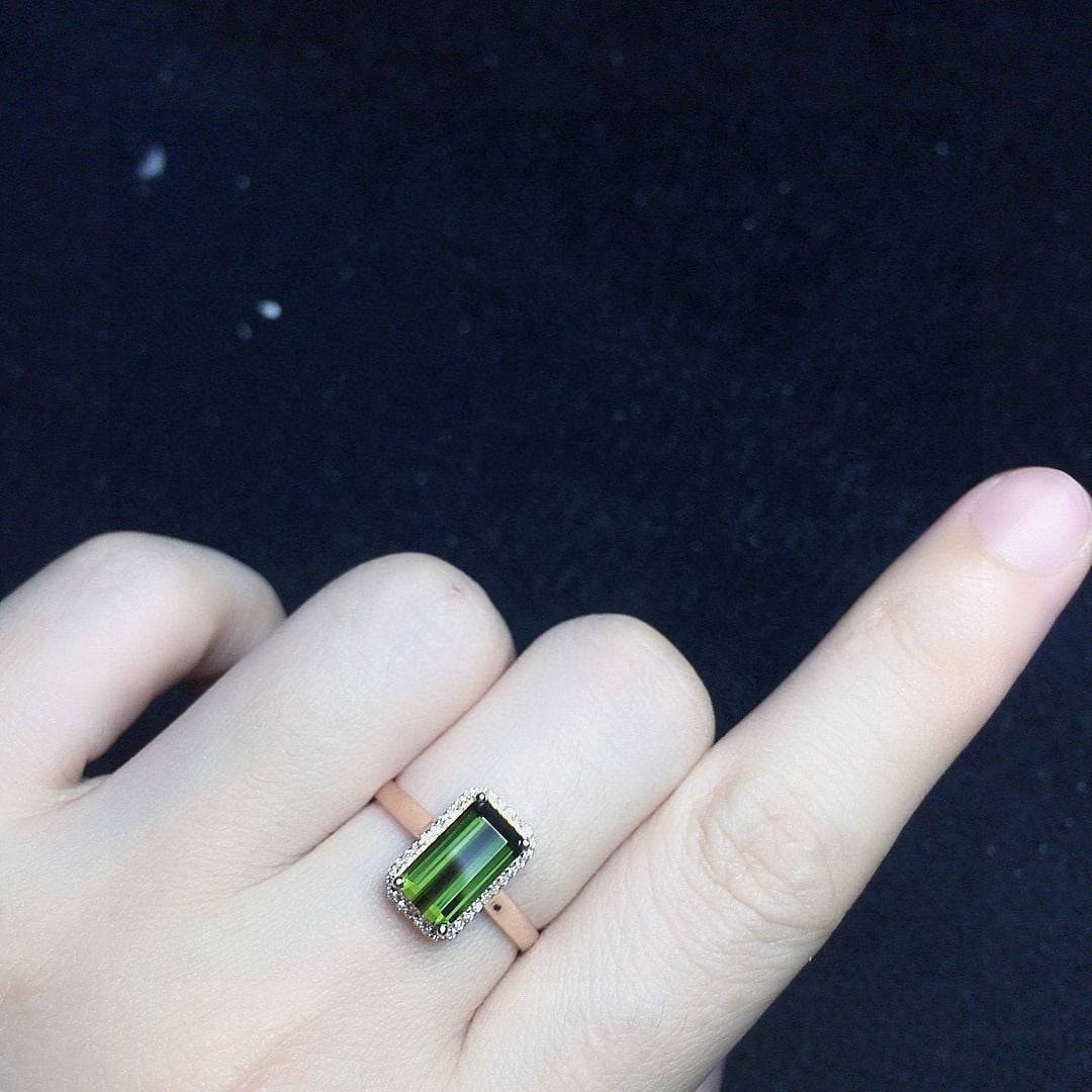 14k Gold 1.78 Ct Natural Tourmaline & Diamond Ring - 3