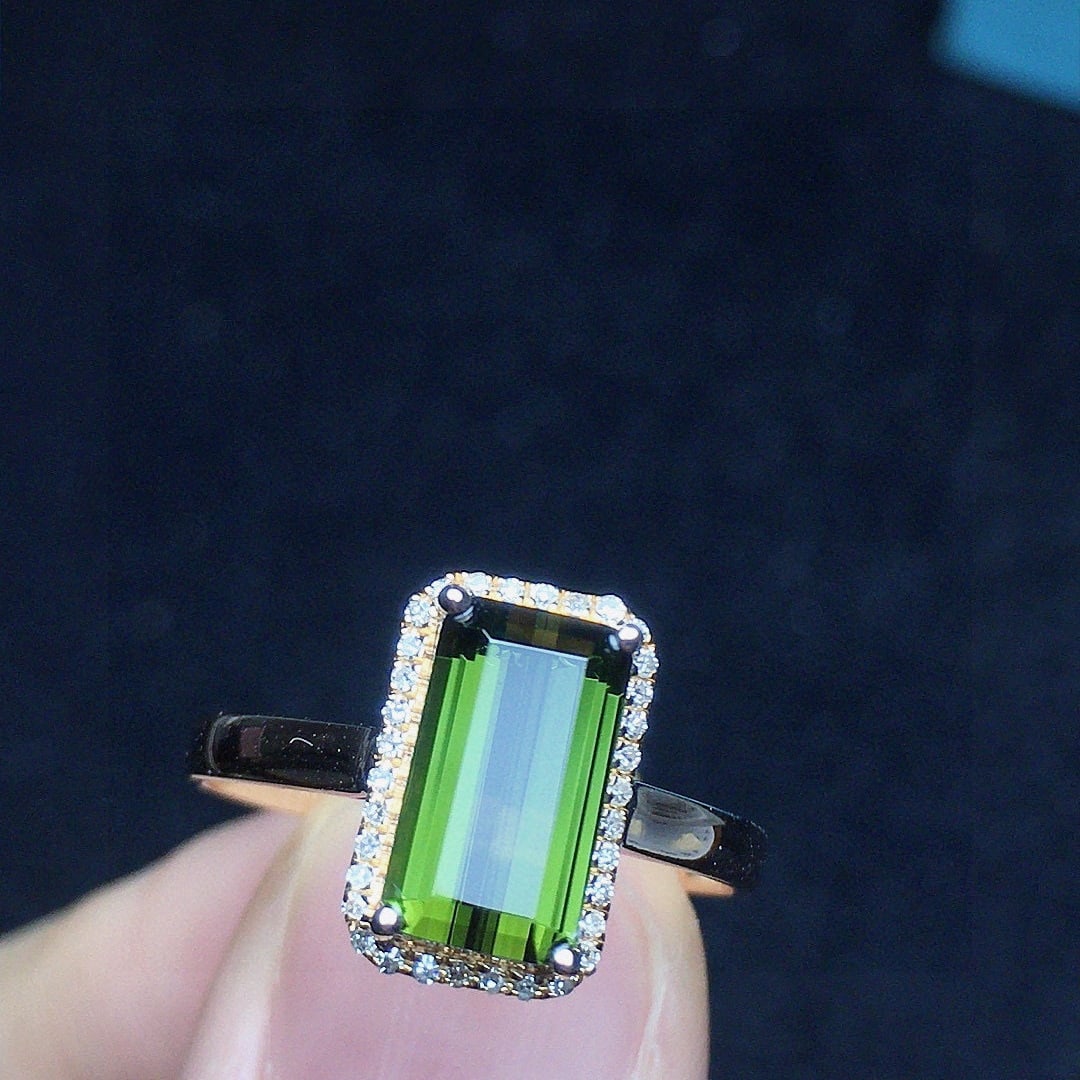 14k Gold 1.78 Ct Natural Tourmaline & Diamond Ring - 4