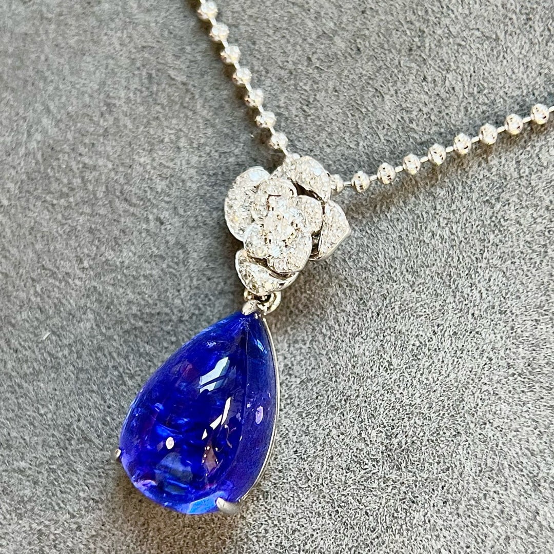 14k Gold 11.61 Ctw Natural Tanzanite & Diamond Pendant( Without Chain ) - 6