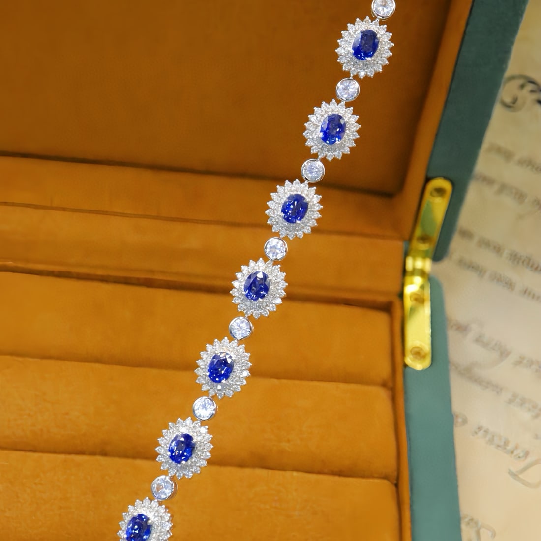 14k Gold 5.99 Ctw Natural Sapphire & Diamond Bracelet - 2
