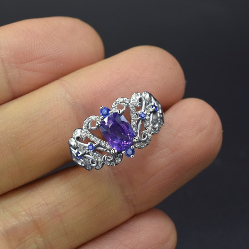 14k Gold 1.38 Ctw Natural Sapphire & Diamond Ring - 2