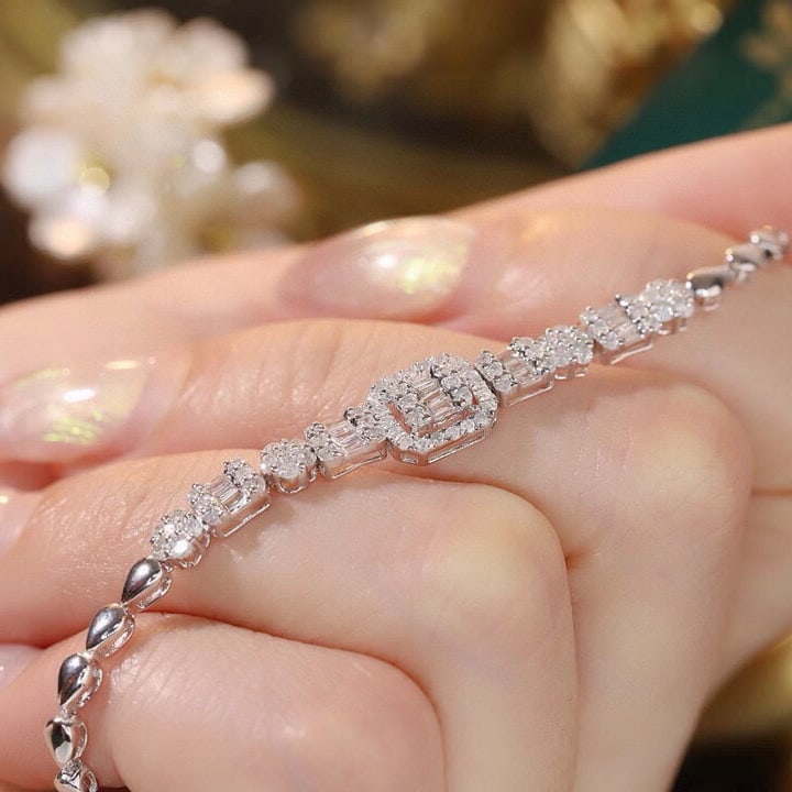 14k Gold 1 Ct Natural H Diamond Bracelet - 4