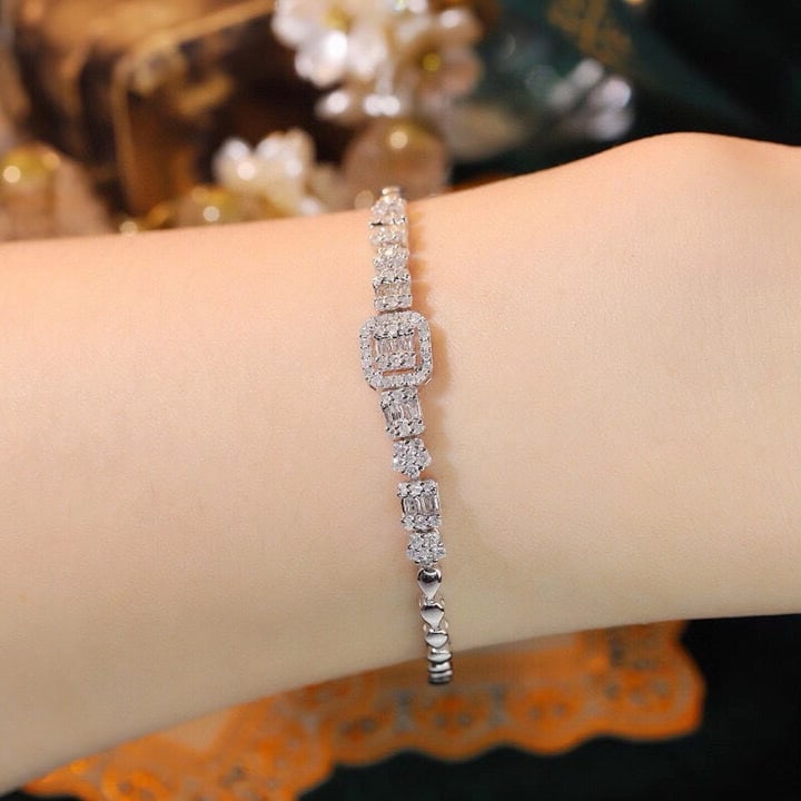 14k Gold 1 Ct Natural H Diamond Bracelet - 8