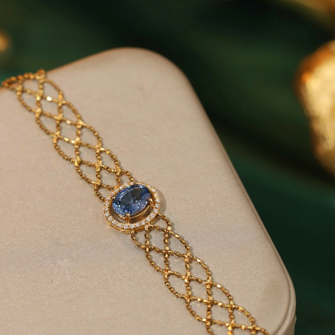 14k Gold 1.10 Ctw Natural Sapphire & Diamond Bracelet - 8