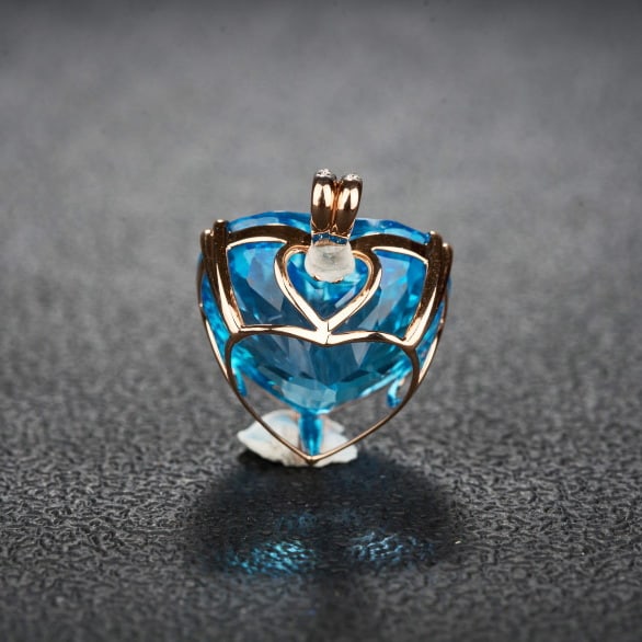 14k Gold 26.48 Ct Natural Topaz & Diamond Pendant( Without Chain ) - 5