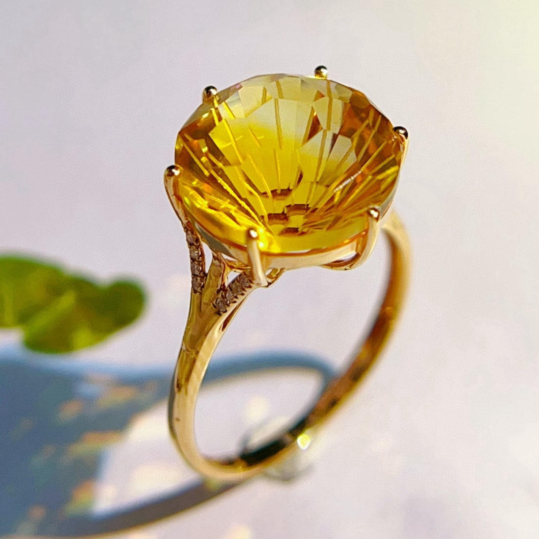 14k Gold 6.85 Ctw Natural Citrine & Diamond Ring - 4