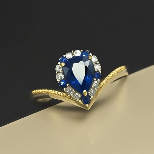 14k Gold 1.5 Ct Natural Emerald & Sapphire Earrings - 2