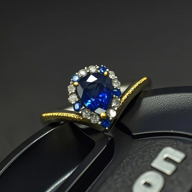 14k Gold 1.5 Ct Natural Emerald & Sapphire Earrings - 8