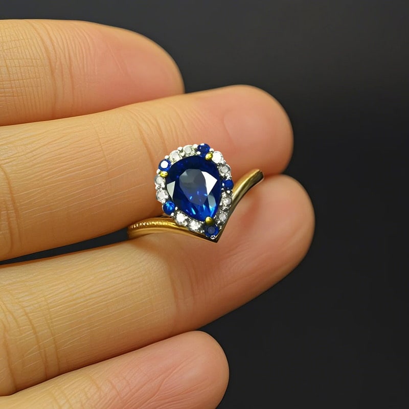 14k Gold 1.5 Ct Natural Emerald & Sapphire Earrings - 9