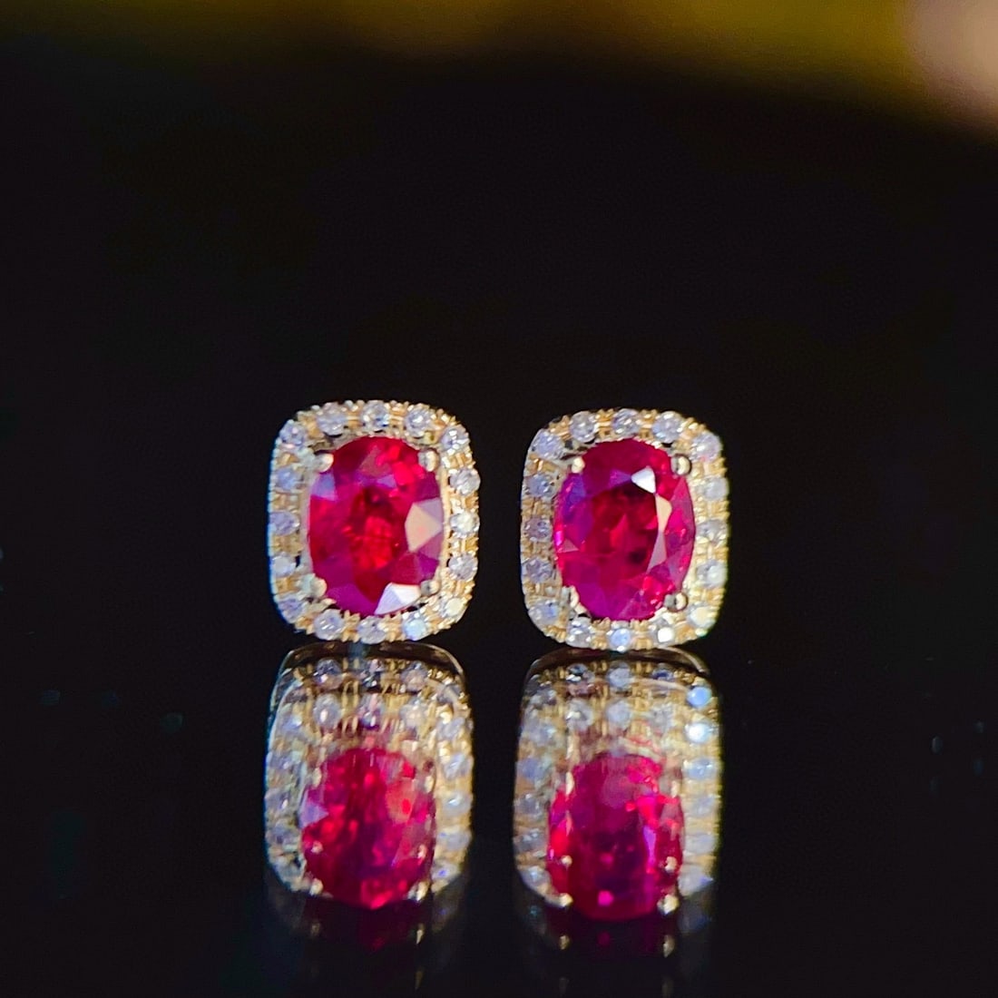 14k Gold 0.71 Ct Natural Ruby & Diamond Earrings - 6