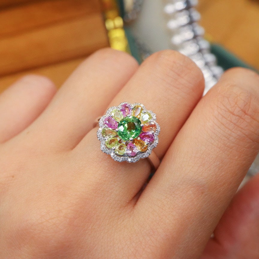 14k Gold 2.52 Ctw Natural Sapphire & Sapphire Ring - 6