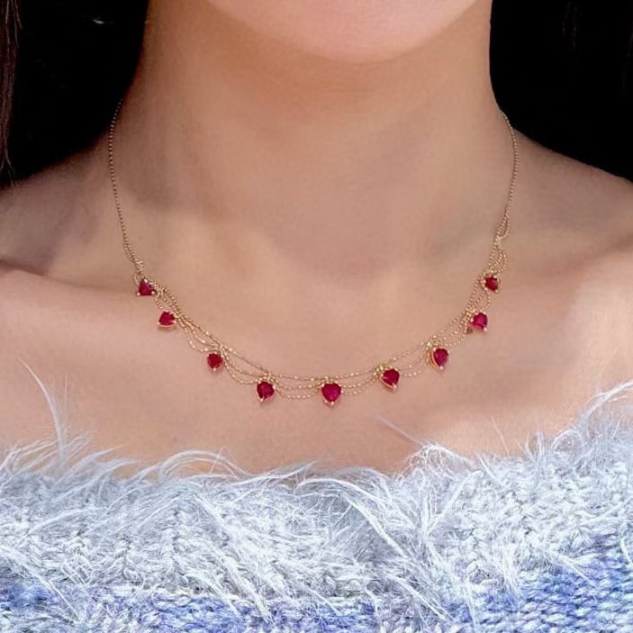 14k Gold 3.16 Ct Natural Ruby Necklace (1 of 6)