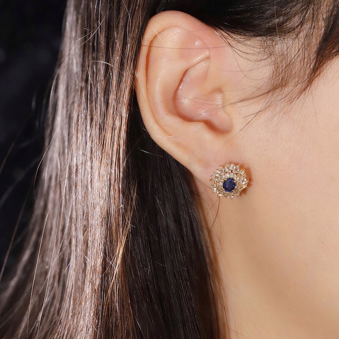 14k Gold 3.16 Ctw Natural Sapphire & Sapphire Earrings - 4