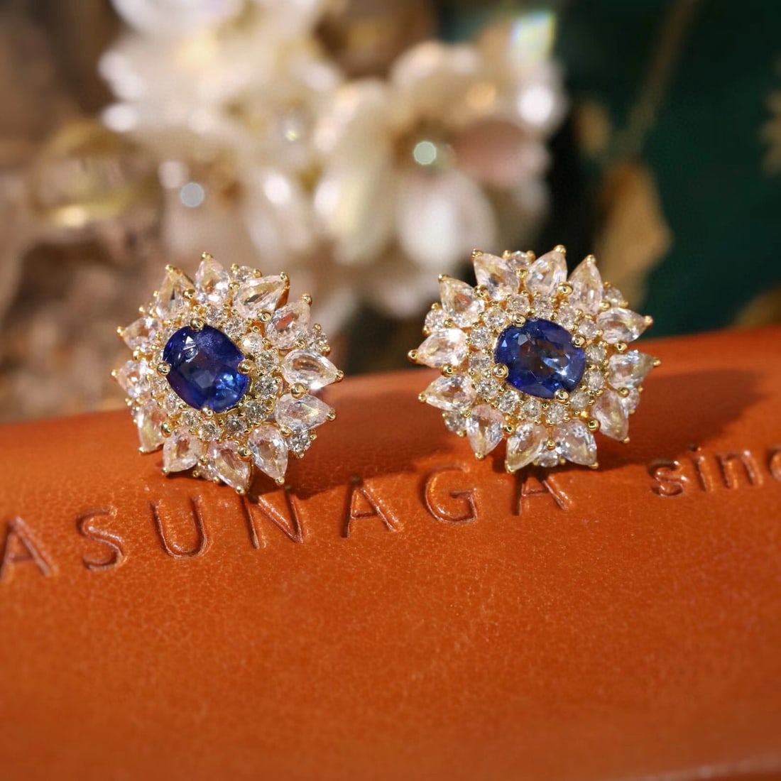 14k Gold 3.16 Ctw Natural Sapphire & Sapphire Earrings - 5