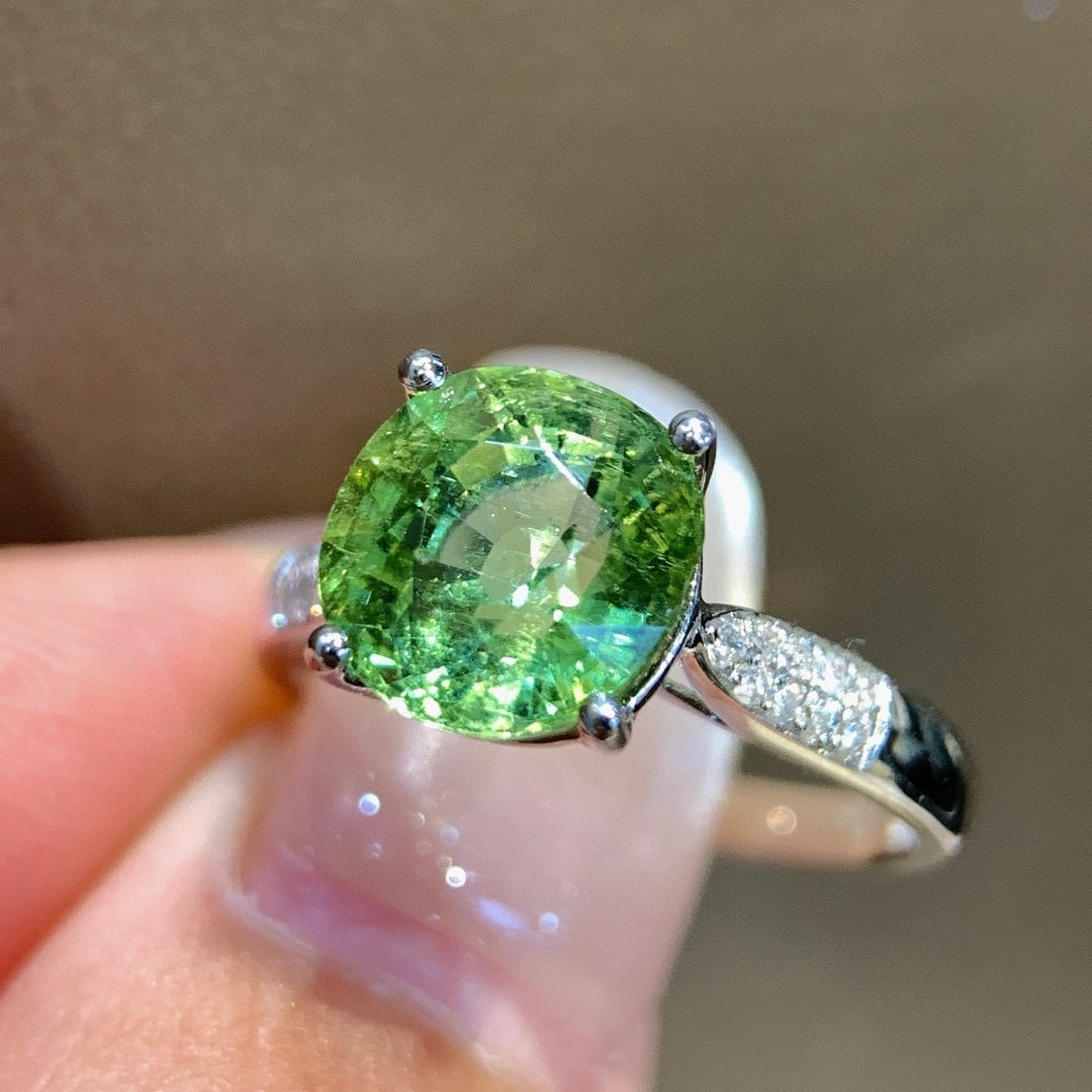 14k Gold 3.20 Ctw Natural Tourmaline & Diamond Ring - 2