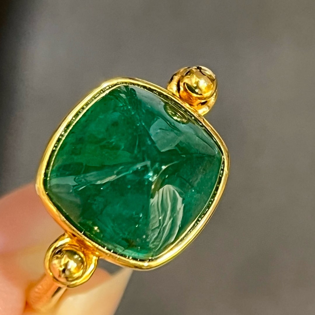 14k Gold 6.51 Ct Natural Emerald Ring - 2