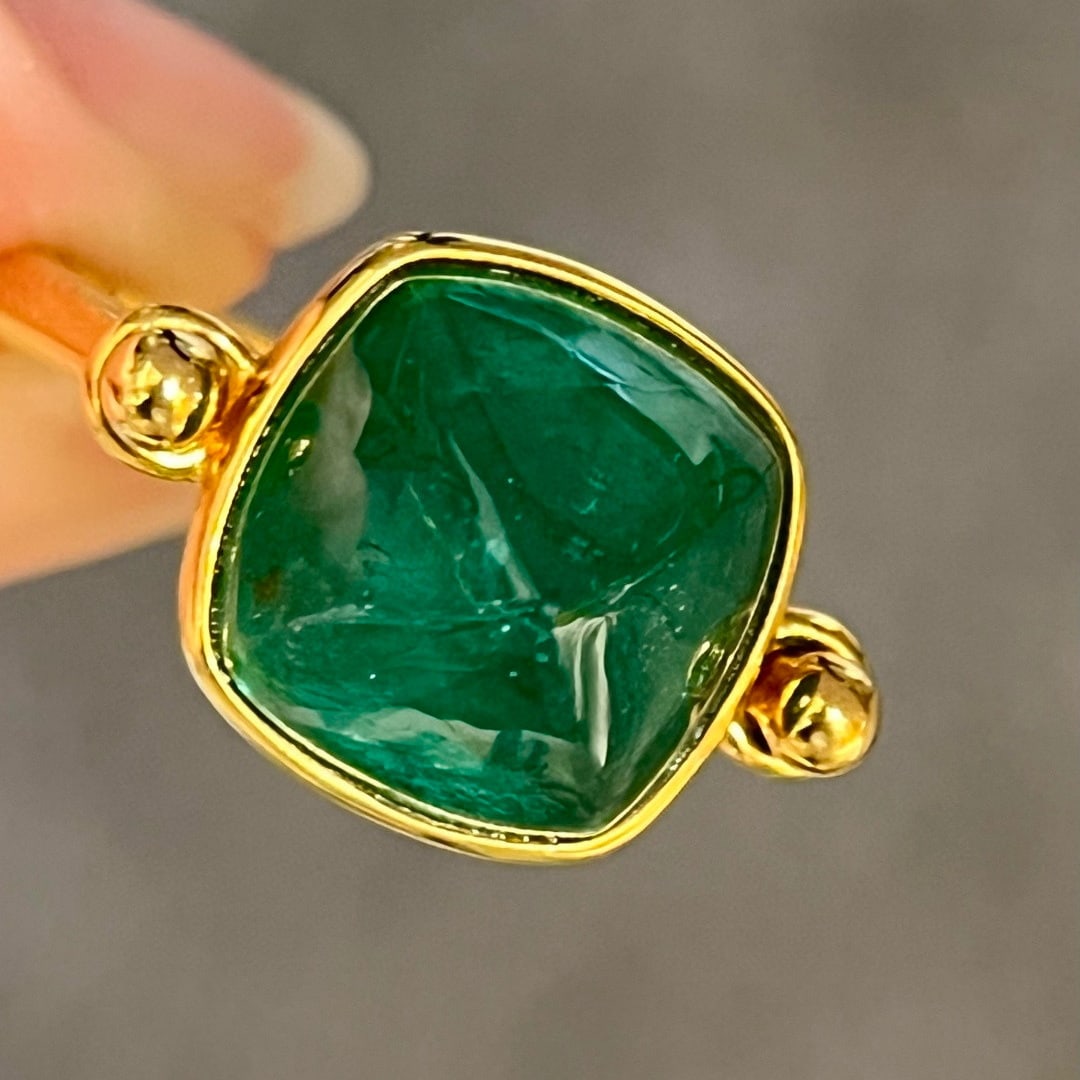 14k Gold 6.51 Ct Natural Emerald Ring - 3