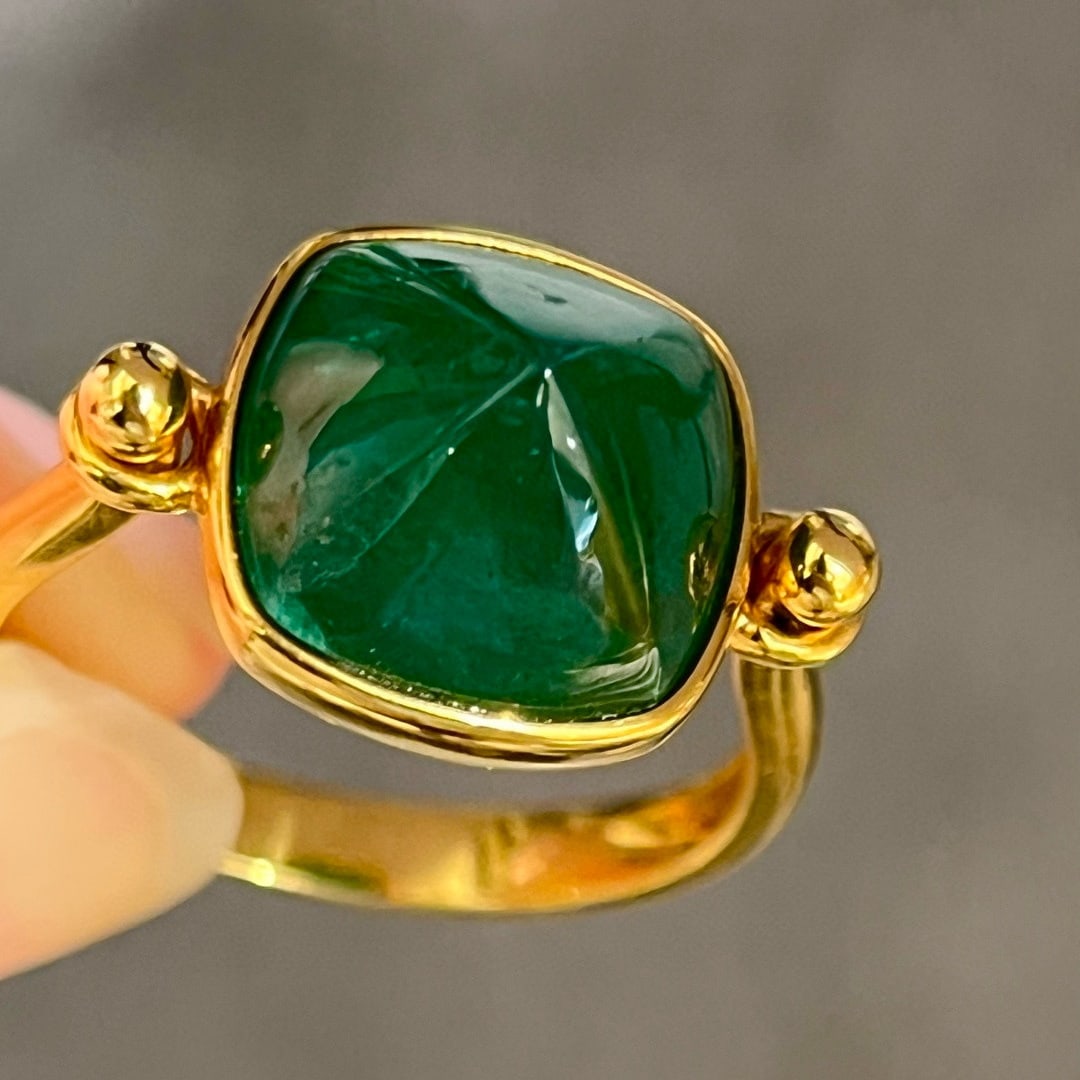 14k Gold 6.51 Ct Natural Emerald Ring - 6