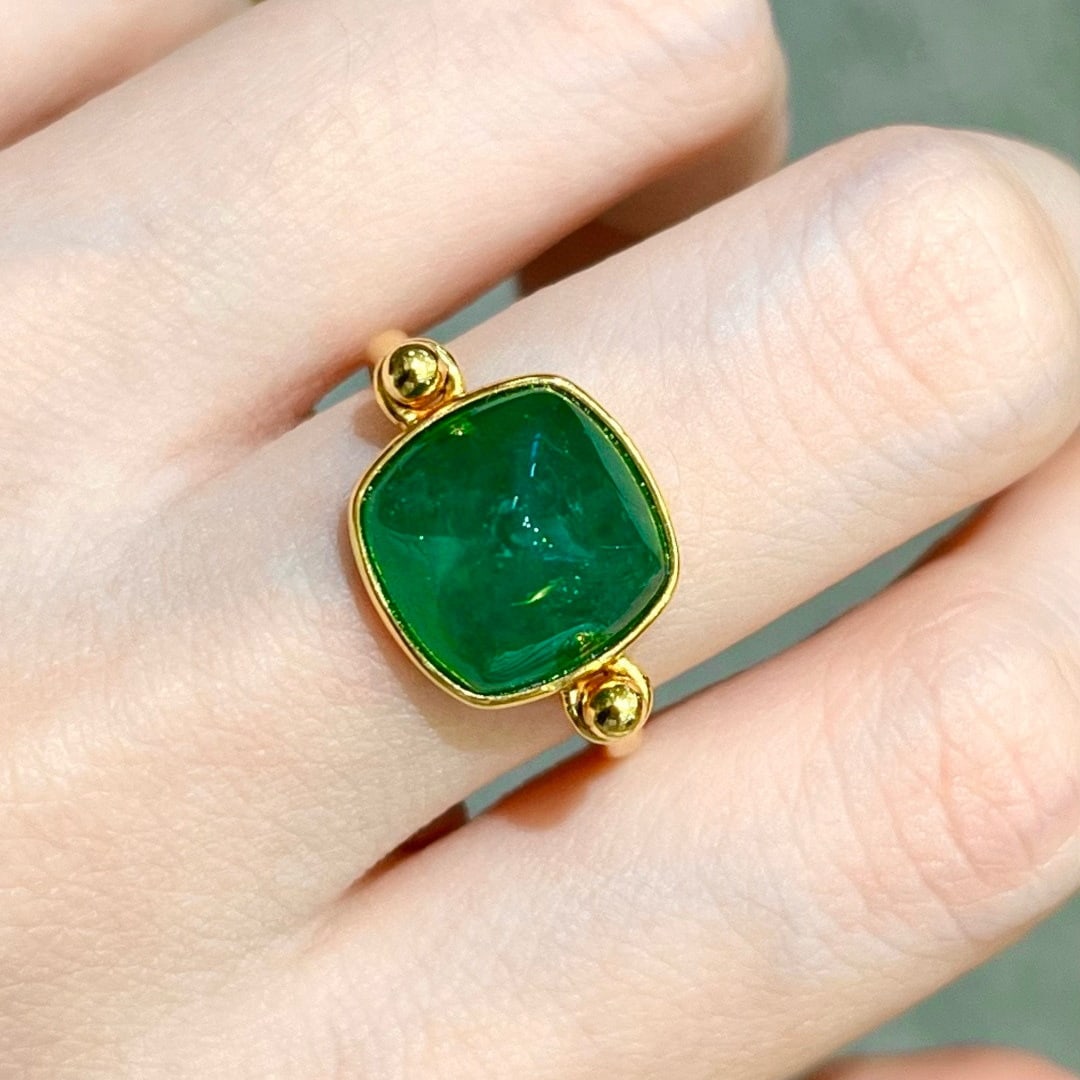 14k Gold 6.51 Ct Natural Emerald Ring - 8