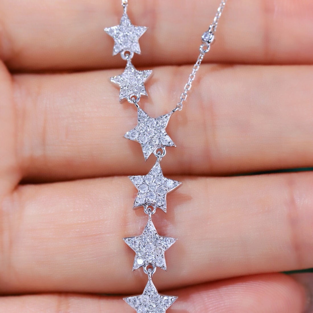 14k Gold 0.8 Ct Natural H Diamond Necklace - 3