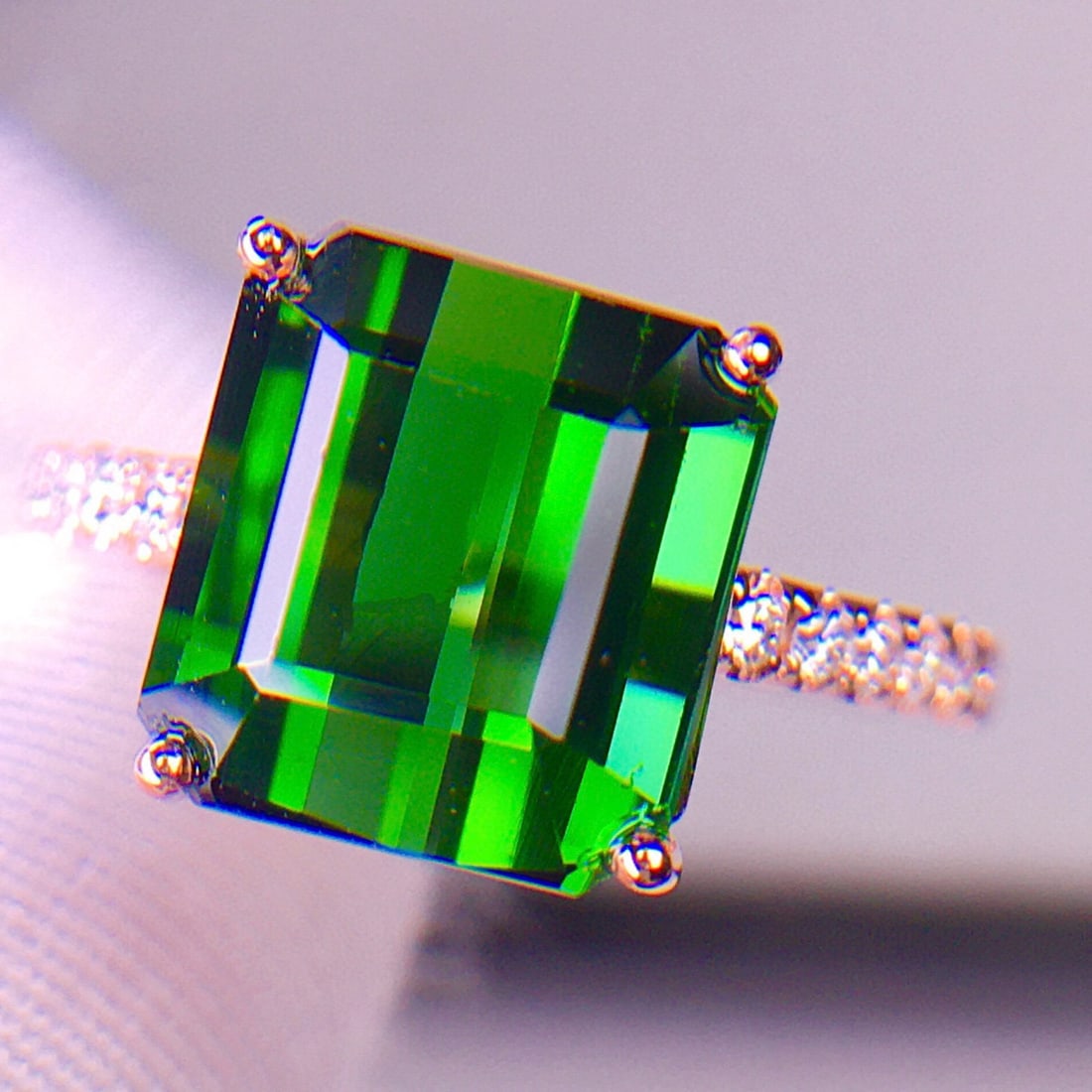 14k Gold 5.5 Ct Natural Tourmaline & Diamond Ring - 2