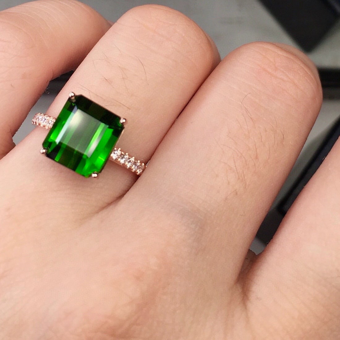 14k Gold 5.5 Ct Natural Tourmaline & Diamond Ring - 8