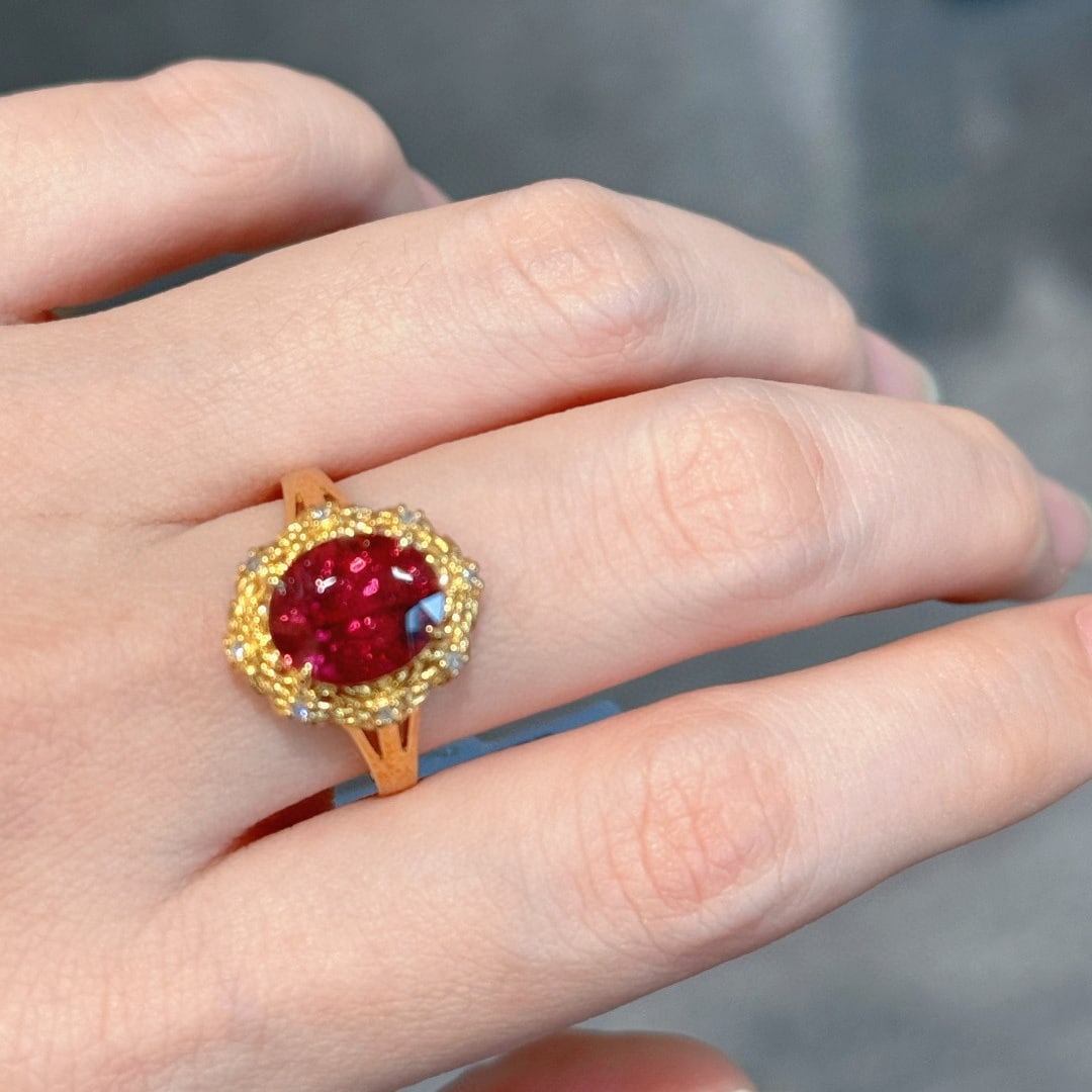 14k Gold 3.47 Ctw Natural Tourmaline & Diamond Ring - 6