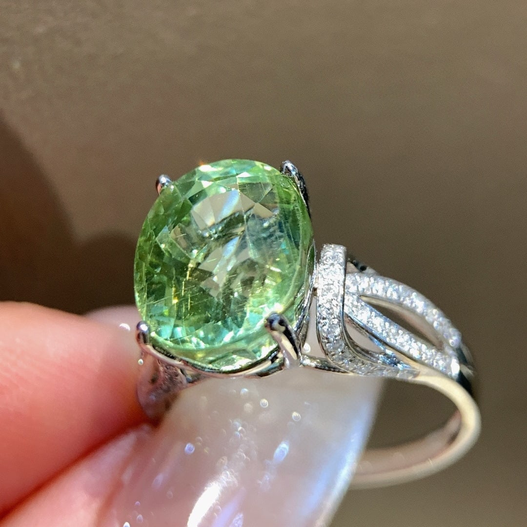 14k Gold 6.07 Ctw Natural Tourmaline & Diamond Ring - 4