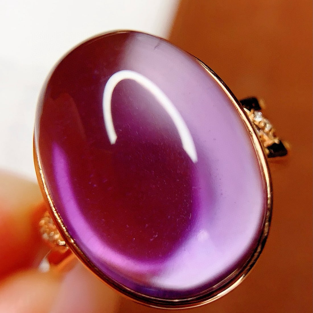 14k Gold 12.2 Ct Natural Amethyst & Diamond Ring - 2