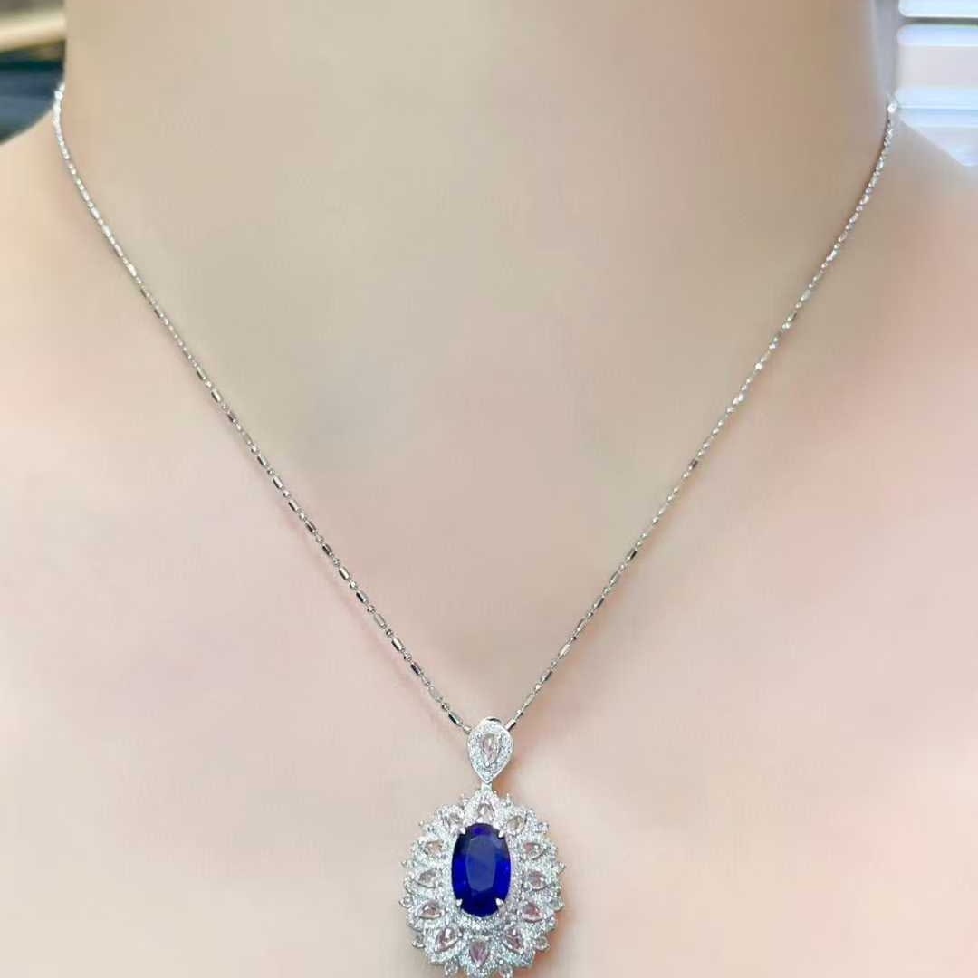 14k Gold 2.36 Ct Natural Sapphire & Diamond & Sapphire Ring/pendant( Without Chain ) - 5