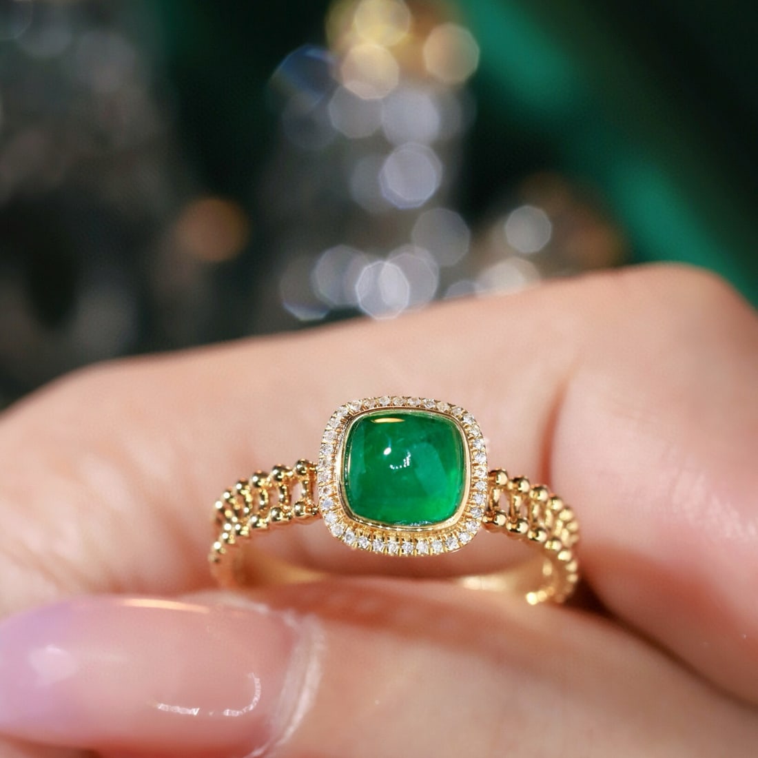 14k Gold 1.01 Ctw Natural Emerald & Diamond Ring - 2