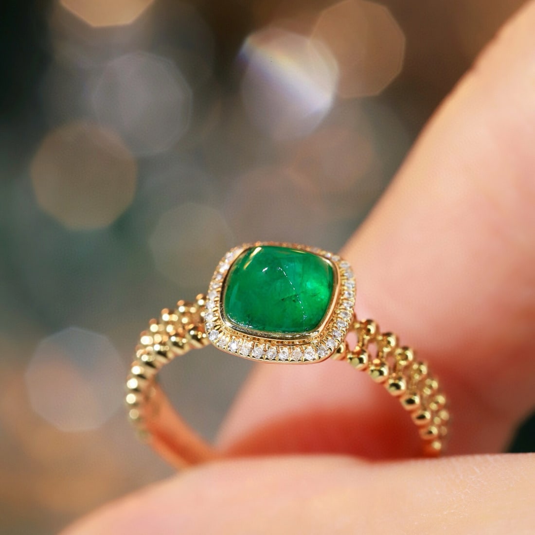14k Gold 1.01 Ctw Natural Emerald & Diamond Ring - 3