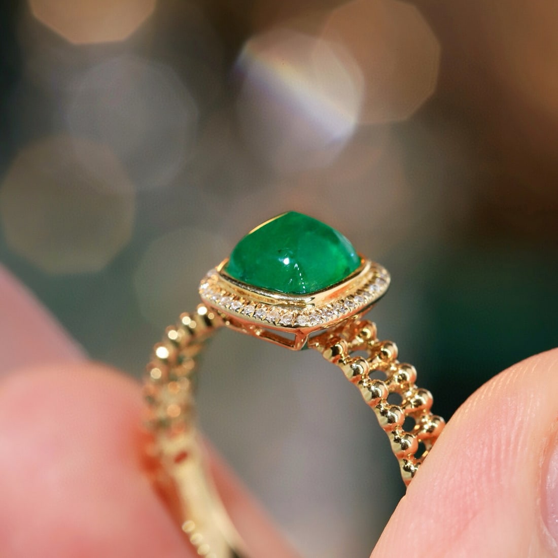 14k Gold 1.01 Ctw Natural Emerald & Diamond Ring - 4