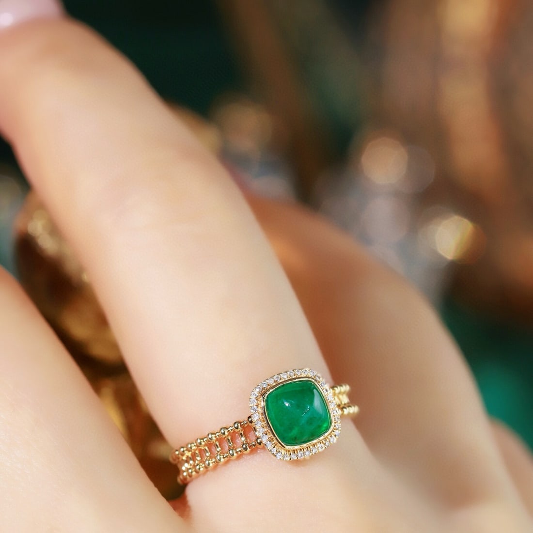 14k Gold 1.01 Ctw Natural Emerald & Diamond Ring - 8
