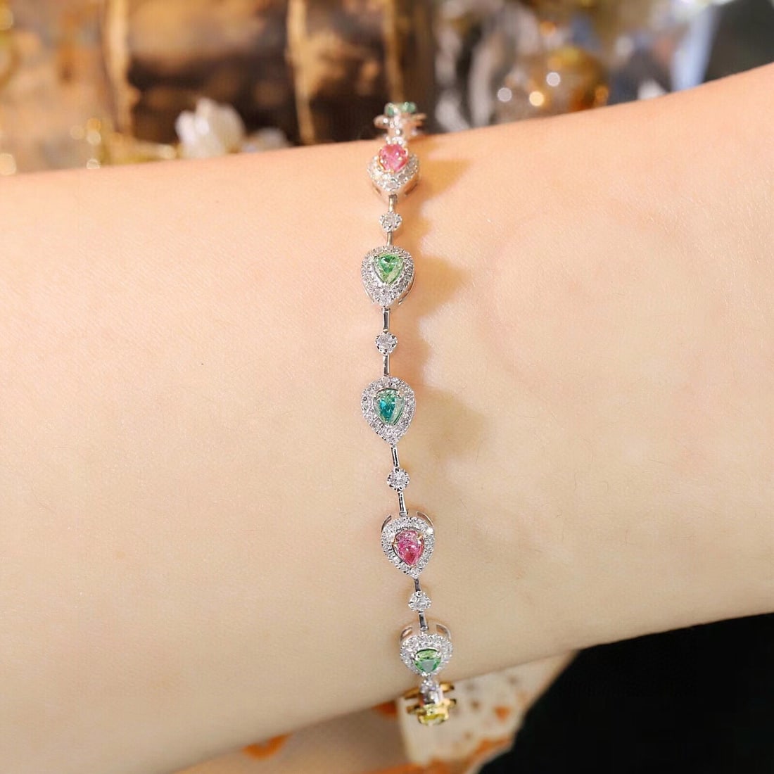 14k Gold 1.30 Ctw Natural Color Diamond & Diamond Bracelet - 5