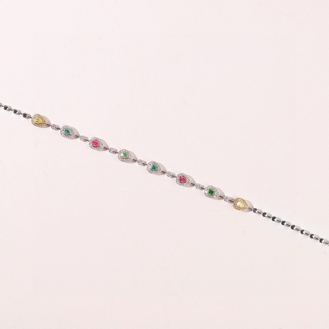 14k Gold 1.30 Ctw Natural Color Diamond & Diamond Bracelet - 8