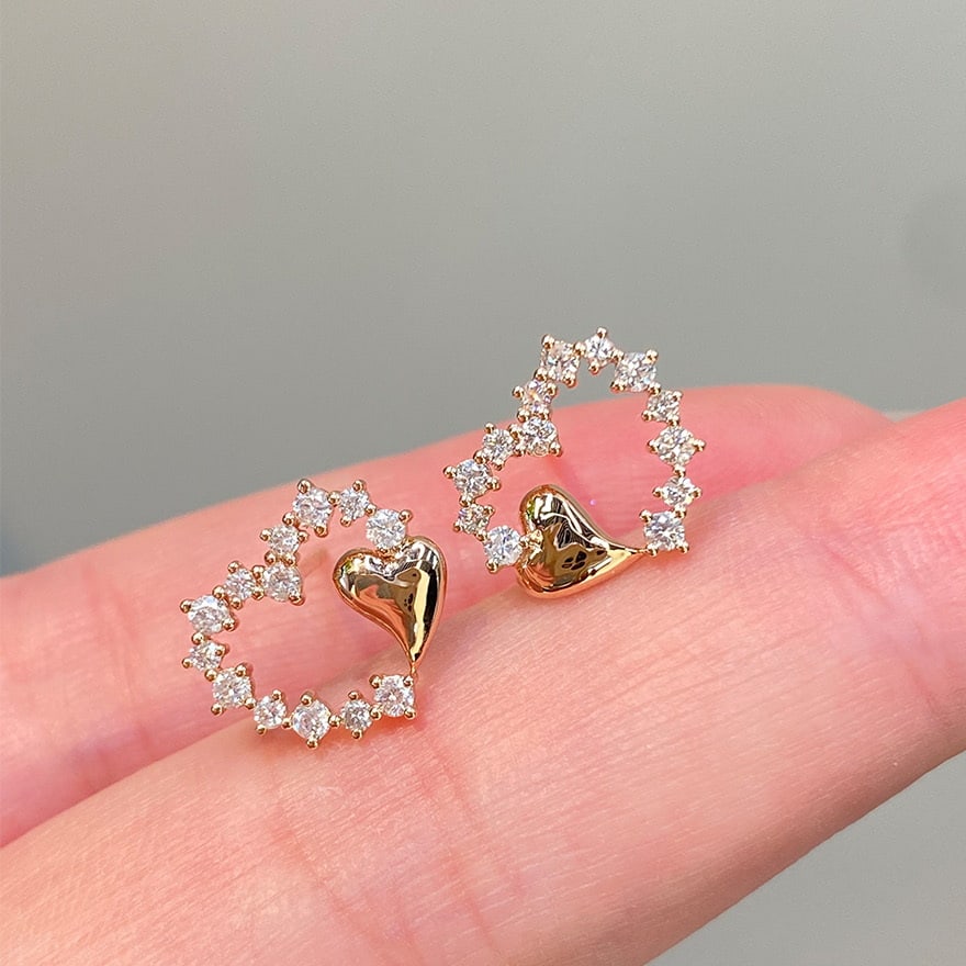 14k Gold 0.5 Ct Natural H Diamond Earrings - 2