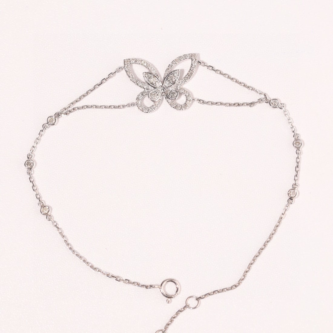 14k Gold 0.48 Ct Natural H Diamond & Butterfly Bracelet - 2