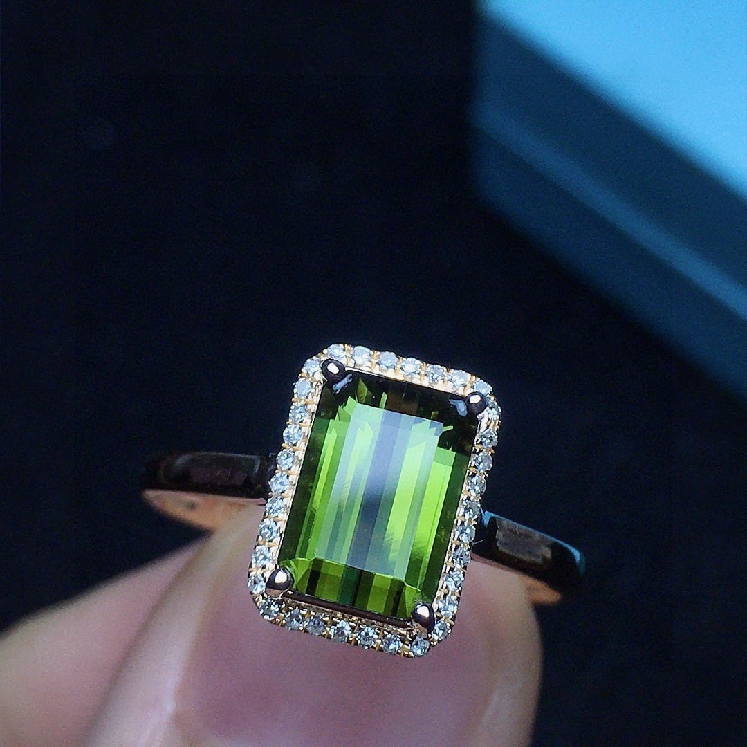 14k Gold 2.02 Ct Natural Tourmaline & Diamond Ring - 2