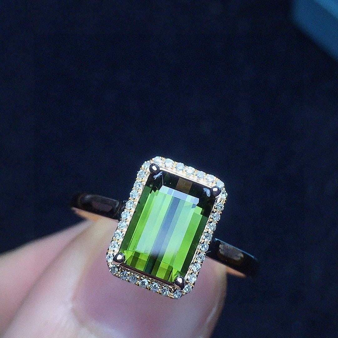 14k Gold 2.02 Ct Natural Tourmaline & Diamond Ring - 3