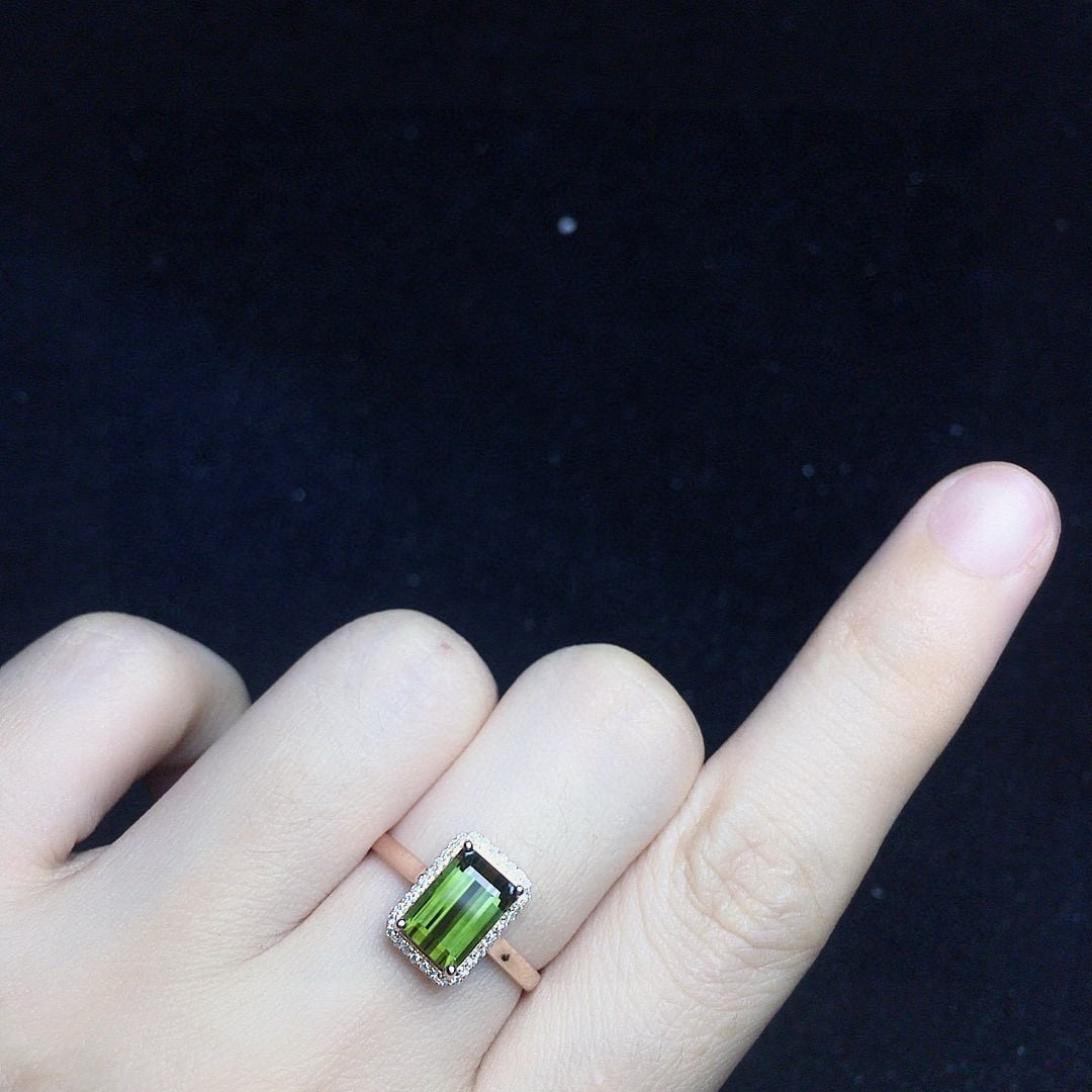 14k Gold 2.02 Ct Natural Tourmaline & Diamond Ring - 4