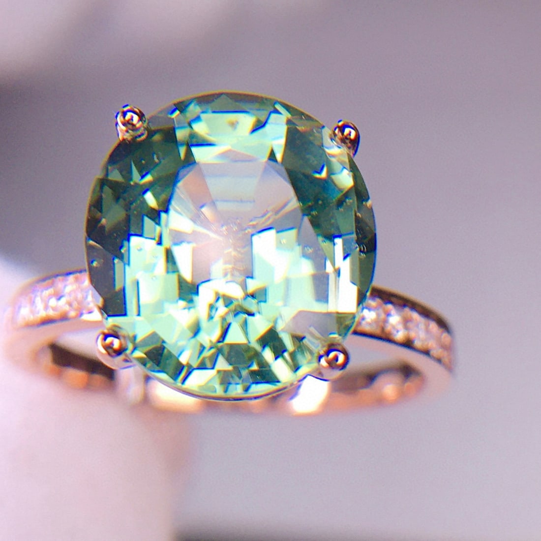 14k Gold 5.65 Ct Natural Tourmaline & Diamond Ring - 7