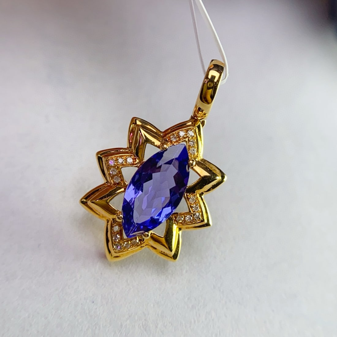 14k Gold 1.15 Ct Natural Tanzanite & Diamond Pendant( Without Chain ) - 3