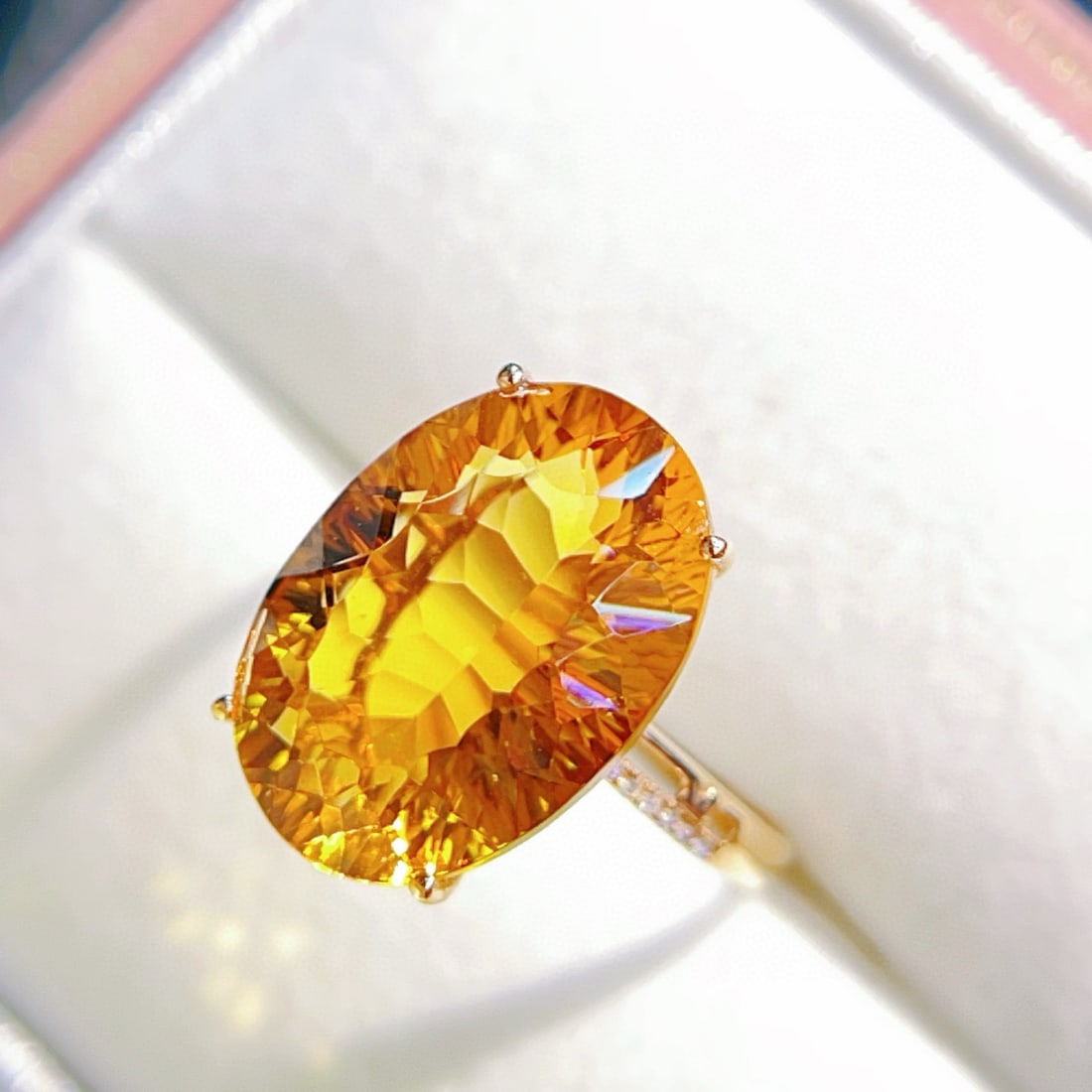 14k Gold 8.38 Ctw Natural Citrine & Diamond Ring - 4
