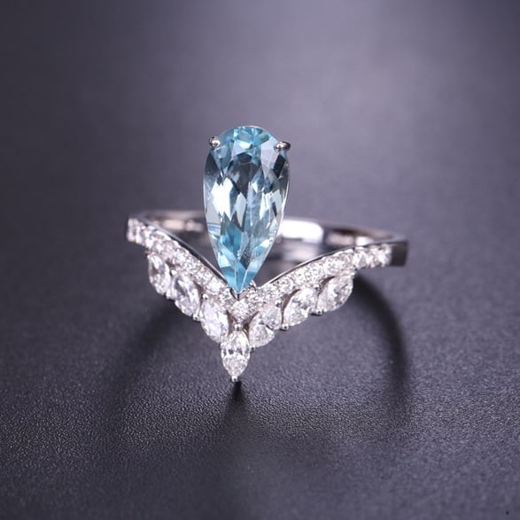 14k Gold 1.86 Ctw Natural Aquamarine & Diamond Ring - 3