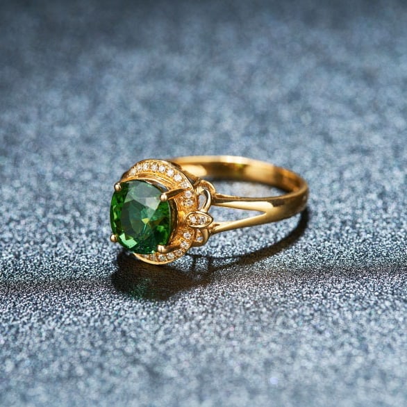 14k Gold 2.8 Ct Natural Tourmaline & Diamond Ring - 3