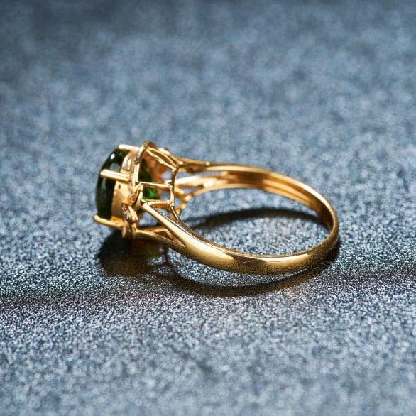 14k Gold 2.8 Ct Natural Tourmaline & Diamond Ring - 4