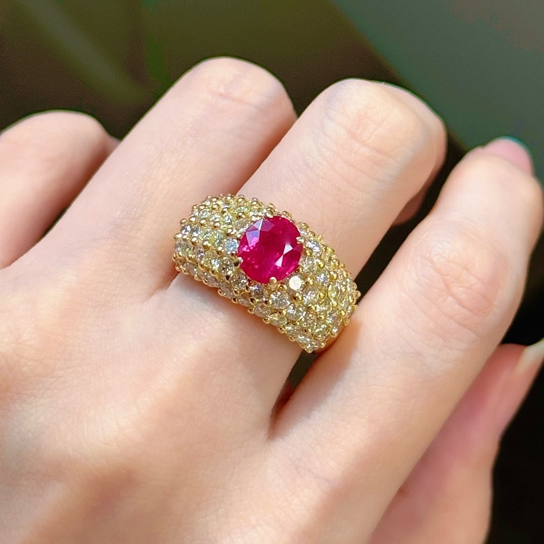 14k Gold 4.61 Ctw Natural Ruby & Diamond Ring - 7